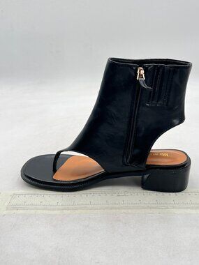 Black Women Ankle Sandals Boots Chunky Heels Flip Flop Open Toe Side Zipper Shoe